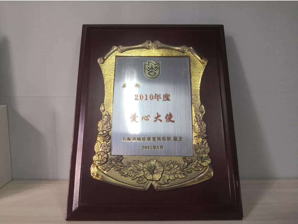 恩派主任吕朝于2011年荣获上海市痛症康复俱乐部颁发的”2010年度爱心大使“。